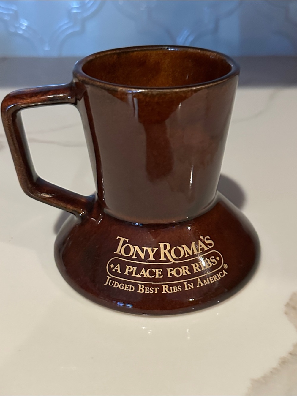 Tony Roma's Brown Ceramic Mug - 'A Place for Ribs' 4”